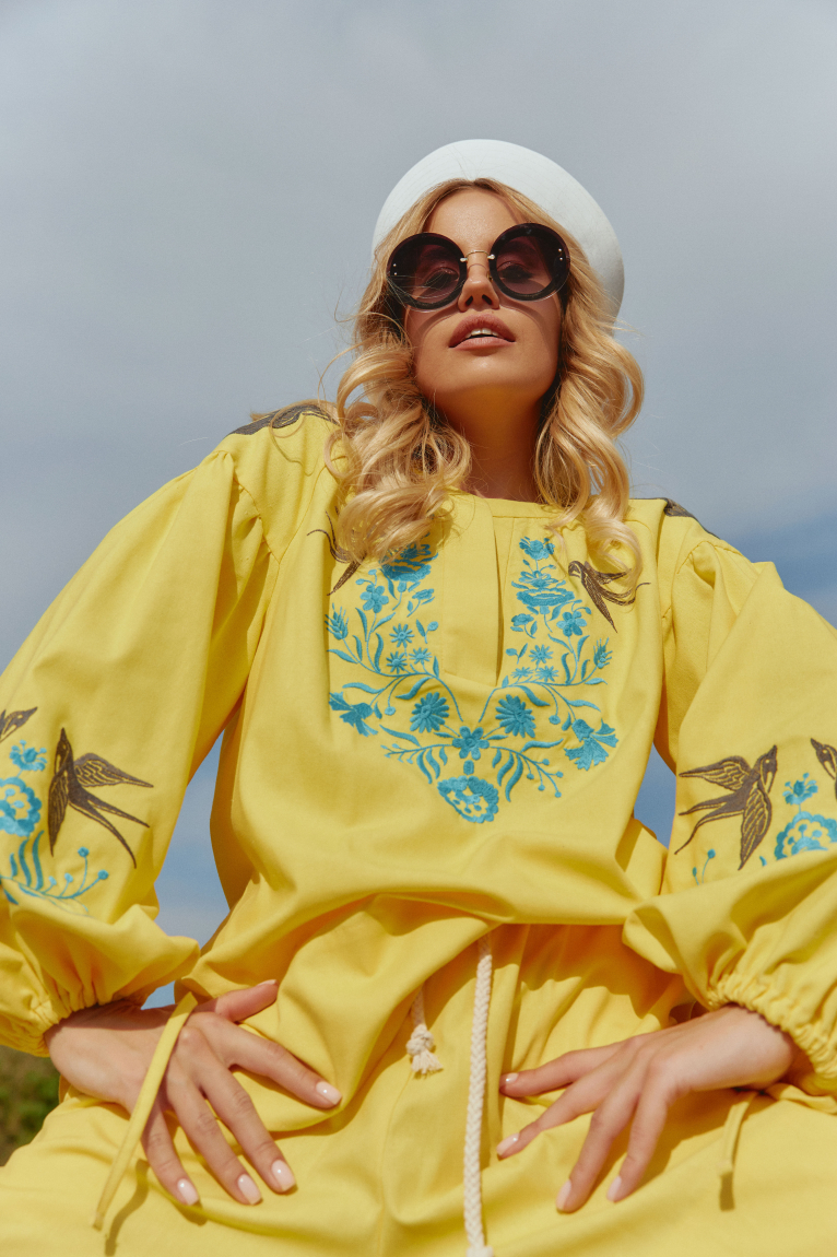 Bluse-Vyshyvanka 36505p Gelb